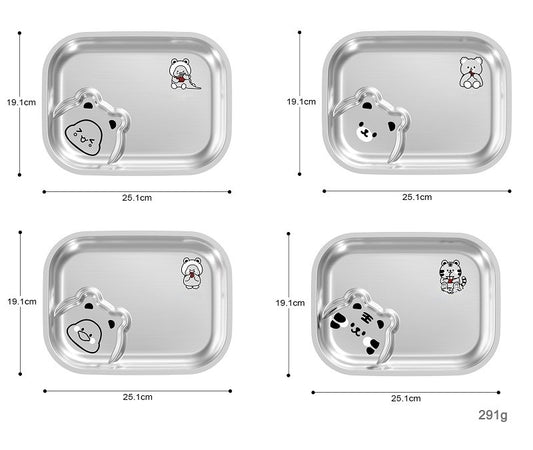 Stainless Steel Children's Plate - Animal Themed Rectangular Plate - Plastic Free - Toxic Free - No Sucker