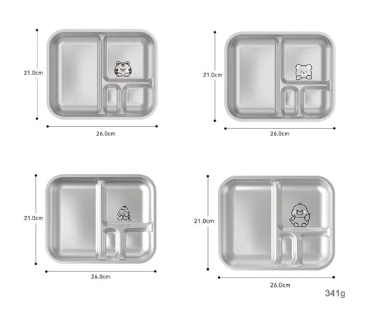 Stainless Steel Children's Plate - Animal Themed Large Rectangular Plate - Plastic Free - Toxic Free - No Sucker