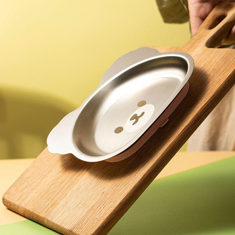 Stainless Steel Children's Plate - Animal Shaped - Plastic Free - Toxic Free - With Sucker