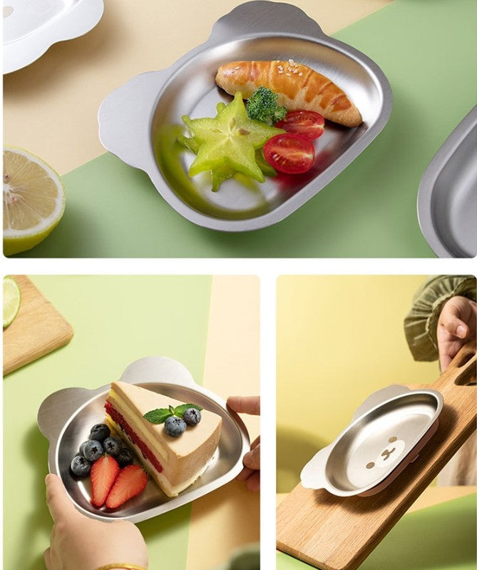Stainless Steel Children's Plate - Animal Shaped - Plastic Free - Toxic Free - With Sucker