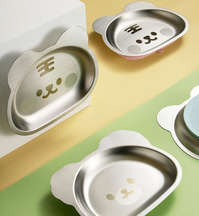 Stainless Steel Children's Plate - Animal Shaped - Plastic Free - Toxic Free - With Sucker