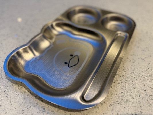 Animal Shaped Stainless Steel Rectangular Plate With Multiple Compartments