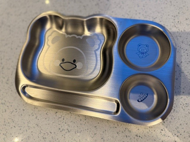 Animal Shaped Stainless Steel Rectangular Plate With Multiple Compartments