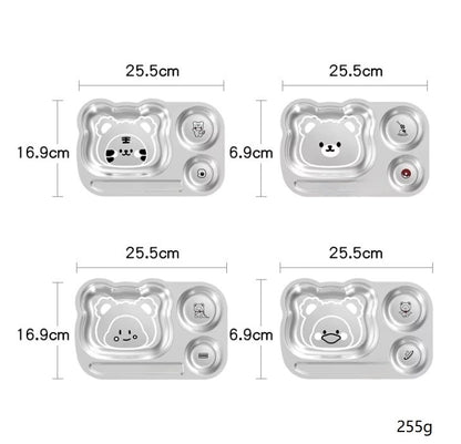 Animal Shaped Stainless Steel Rectangular Plate With Multiple Compartments