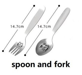 Stainless Steel Children's Spoon and Fork - Animal Themed Spoon and Fork - Plastic Free - Toxic Free