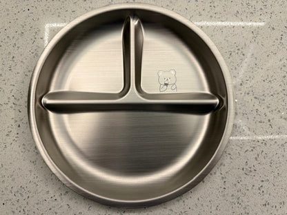 Animal Themed Round Stainless Steel Plate With Three Compartments