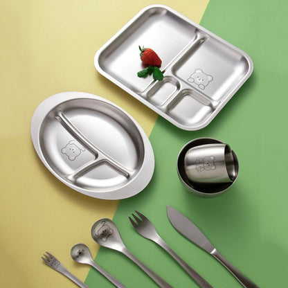 Stainless Steel Children's Plate - Animal Themed Large Rectangular Plate - Plastic Free - Toxic Free - No Sucker